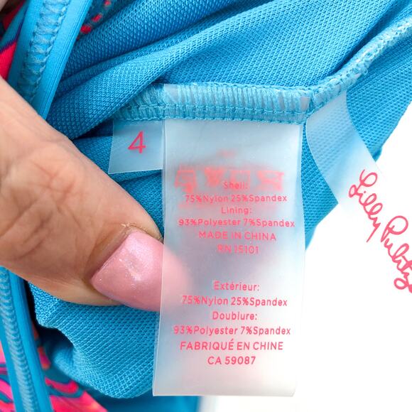 LILLY PULITZER Teslee One-Piece Swimsuit Size 4 Blue Oasis Goddess The Sea NWT - Picture 10 of 11